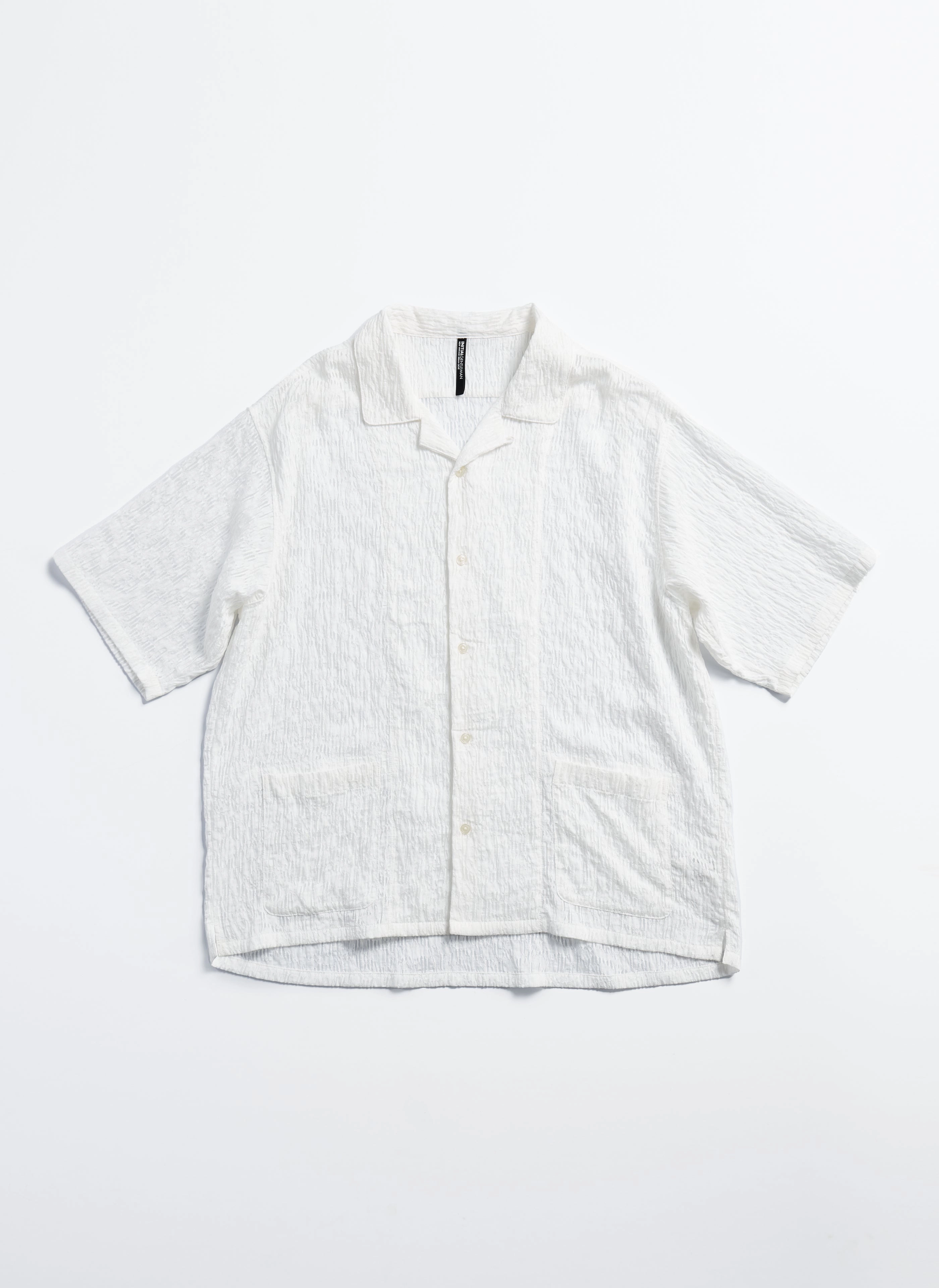 Rayon Nylon Distort Lace Open Collar Shirt