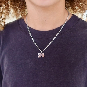 Small Silver Number Cuban Link Necklace