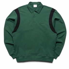 Students Golf Clive L/S Fleece Polo - Pine