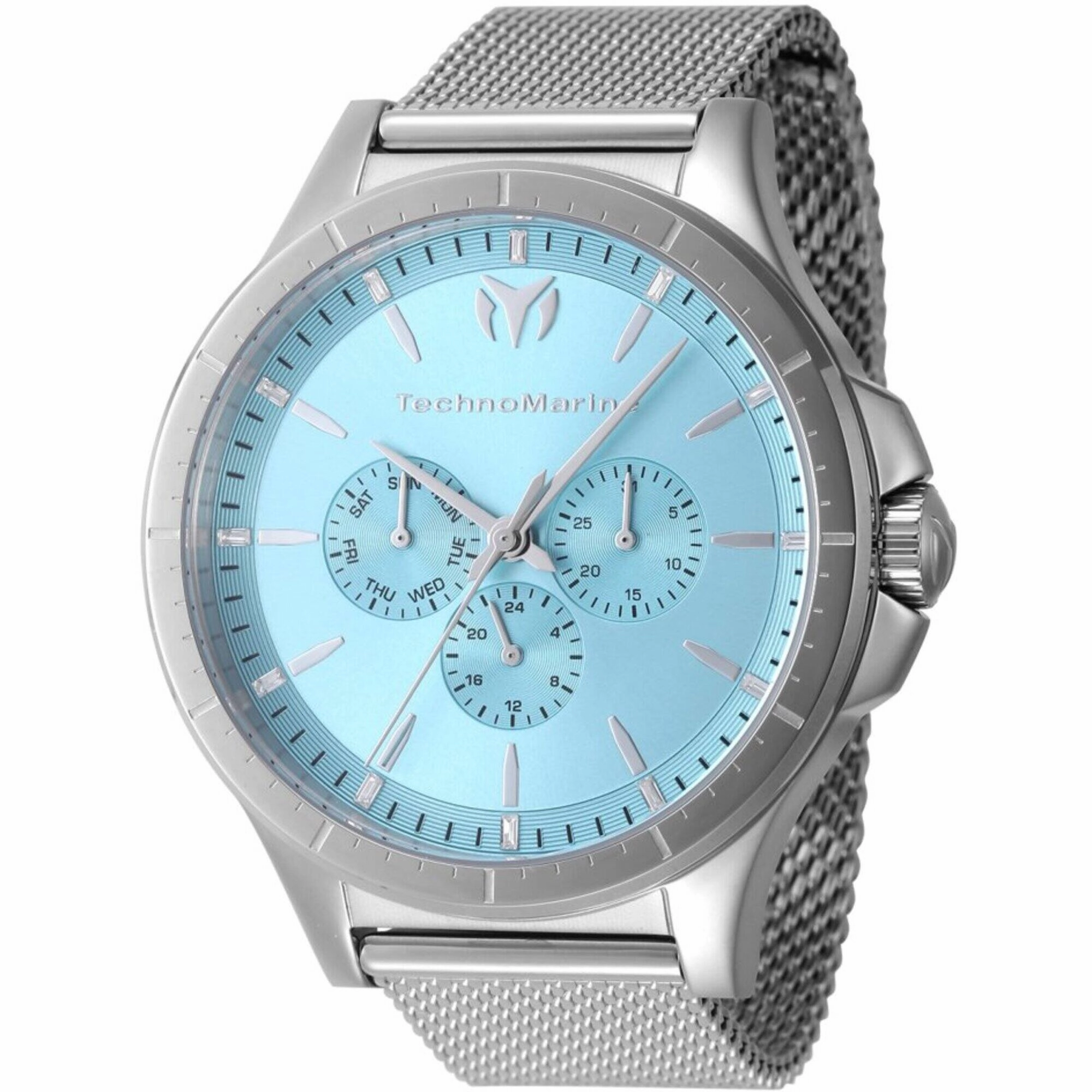 Technomarine Men's Watch - MoonSun Quartz Light Blue Dial Mesh Bracelet | TM-822020