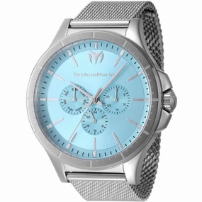 Technomarine Men's Watch - MoonSun Quartz Light Blue Dial Mesh Bracelet | TM-822020