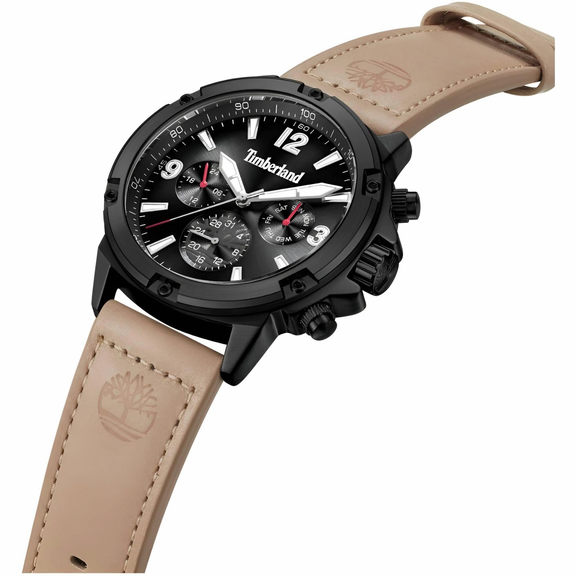 Timberland Men's Watch - Dress Sport Black Dial Light Brown Strap | TDWGF9002702