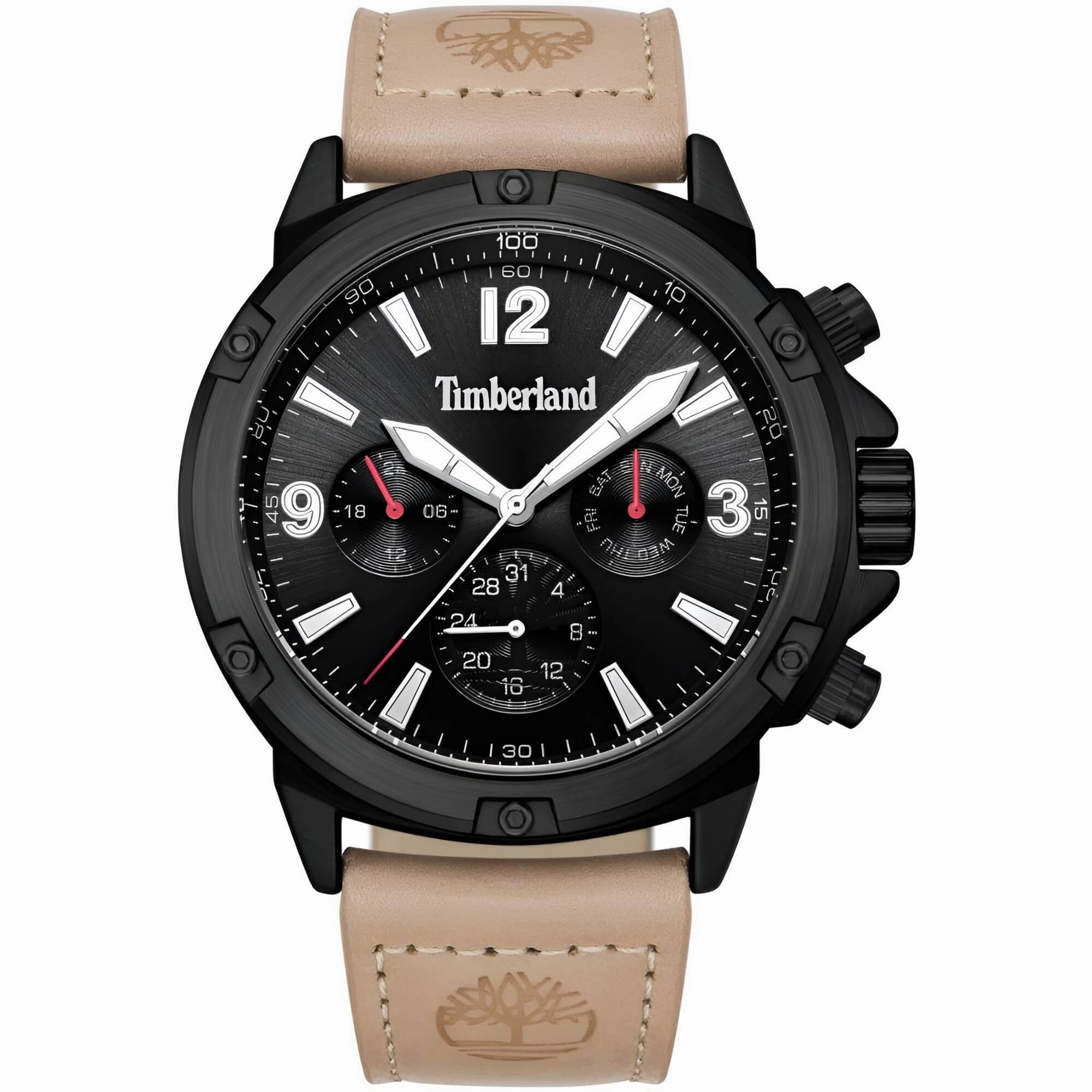 Timberland Men's Watch - Dress Sport Black Dial Light Brown Strap | TDWGF9002702