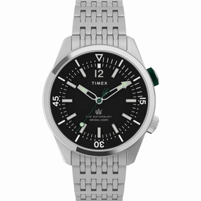 Timex Men's Watch - The Waterbury Black Dial Stainless Steel Bracelet | TW2V49700