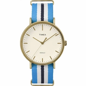 Timex Men's Watch - Weekender Fairfield Cream Dial Blue/White Nylon Strap | TW2P91000
