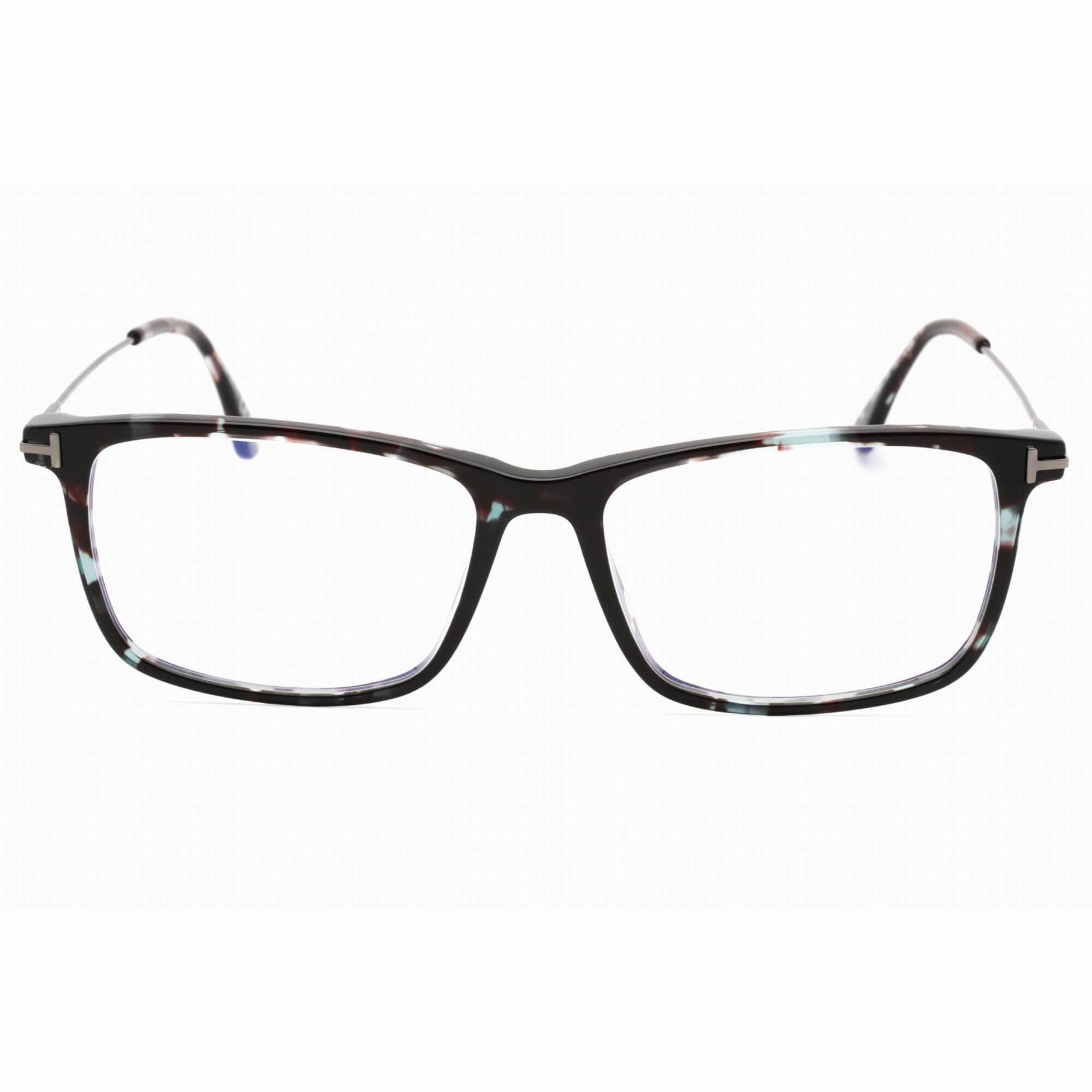 Tom Ford Men's Eyeglasses - Colored Havana Acetate Rectangular Frame | FT5758-B 055