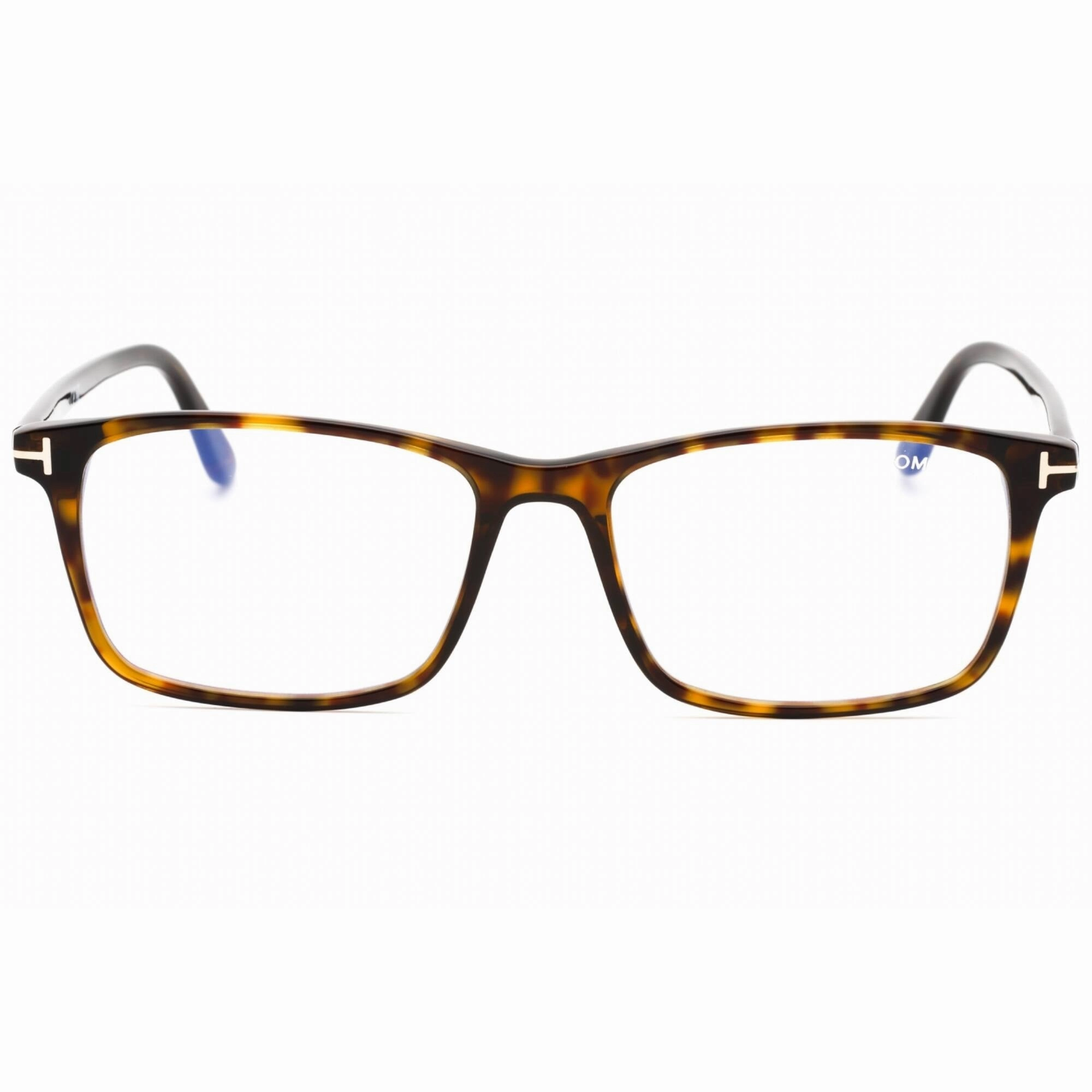 Tom Ford Men's Eyeglasses - Dark Havana Plastic Square Full Rim Frame | FT5584-B 052