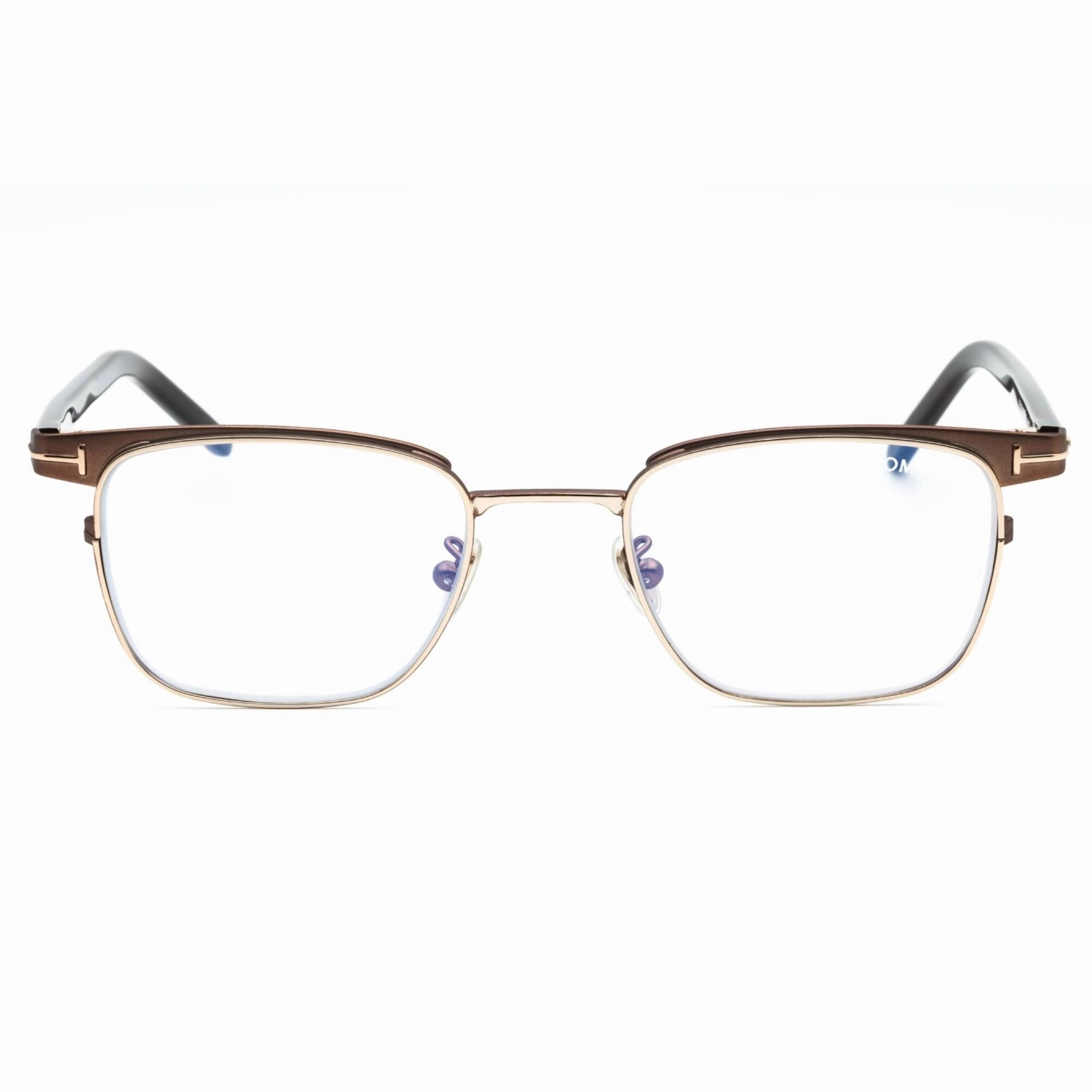 Tom Ford Men's Eyeglasses - Shiny Dark Brown Square Full Rim Frame | FT5854-D-B 048