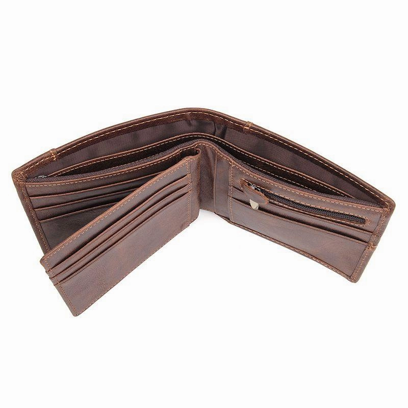 TucciPolo R-8064B Men's Cowboy Genuine Natural Cow Leather Bifold RFID Wallet