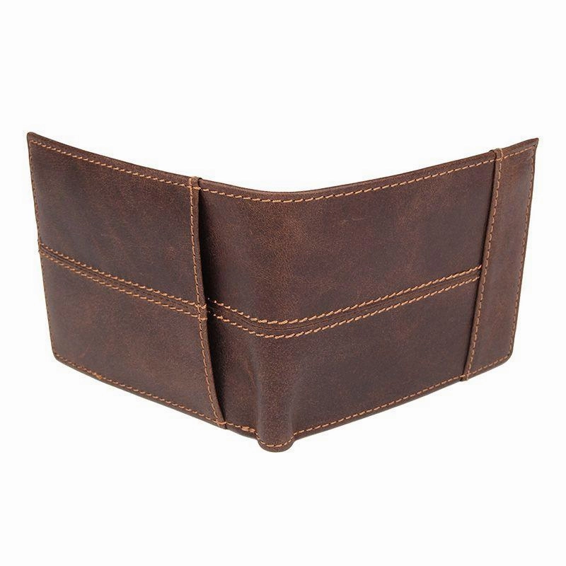 TucciPolo R-8064B Men's Cowboy Genuine Natural Cow Leather Bifold RFID Wallet