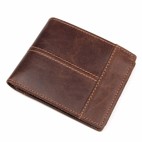 TucciPolo R-8064B Men's Cowboy Genuine Natural Cow Leather Bifold RFID Wallet