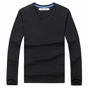 West Louis™ Cotton Male Long Sleeves V-Neck Shirt