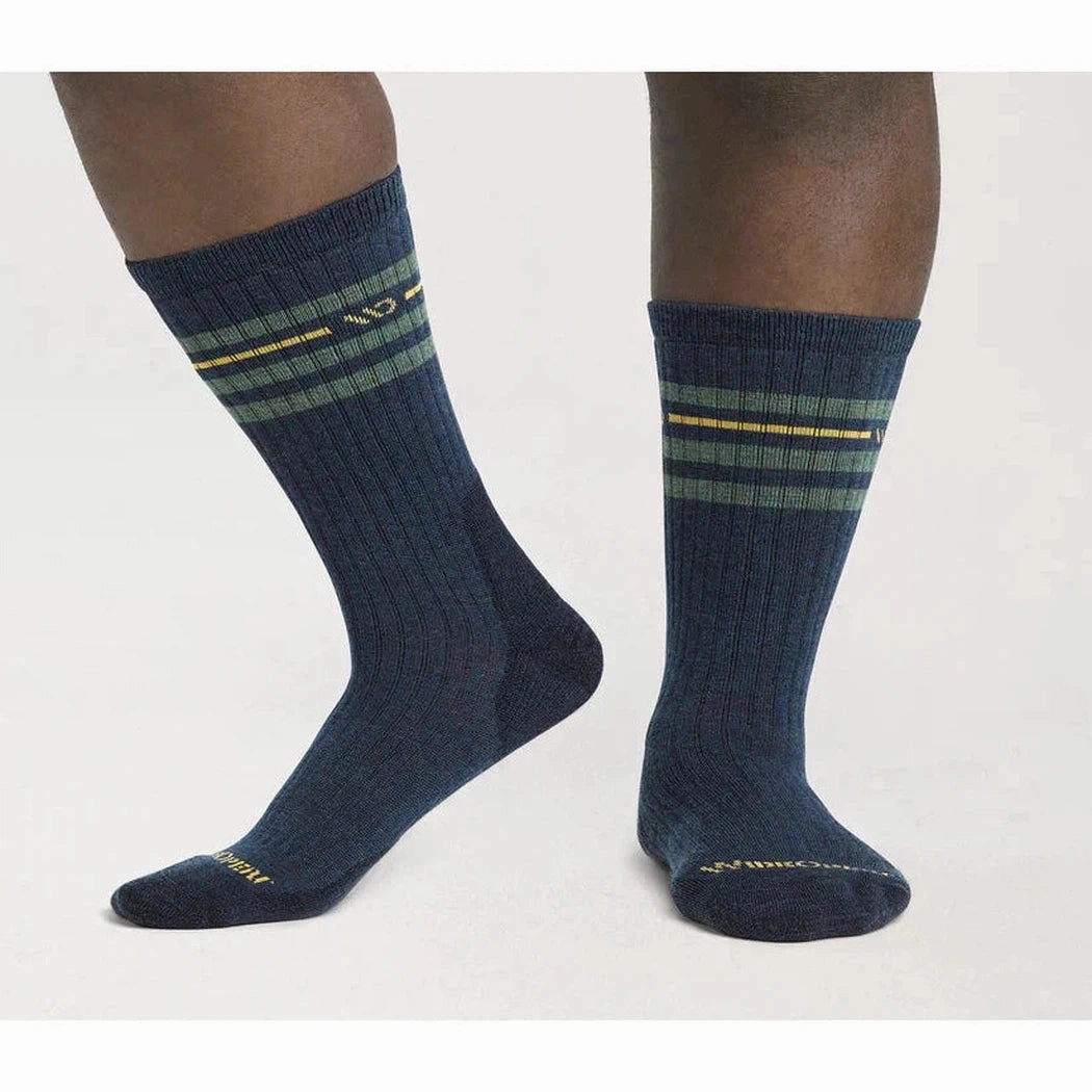 Wide Open Men's Vintage Stripe Midweight Crew Sock