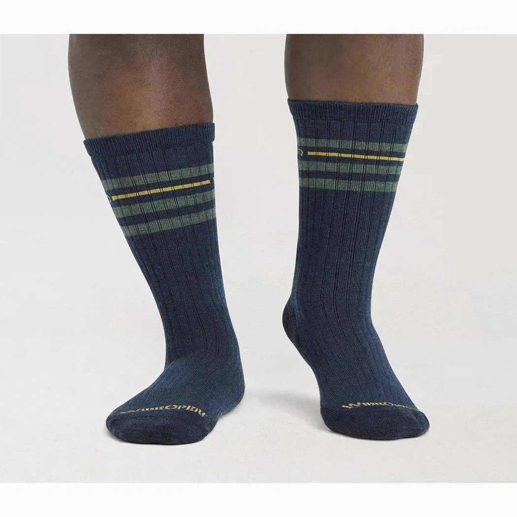 Wide Open Men's Vintage Stripe Midweight Crew Sock